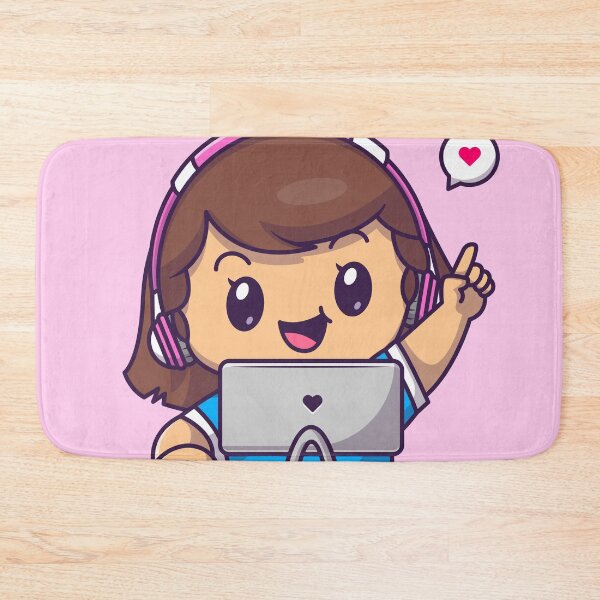 Item preview, Cute Gamer Girl: Playing Computer - Cartoon Vector Icon designed and sold by hjian8219.