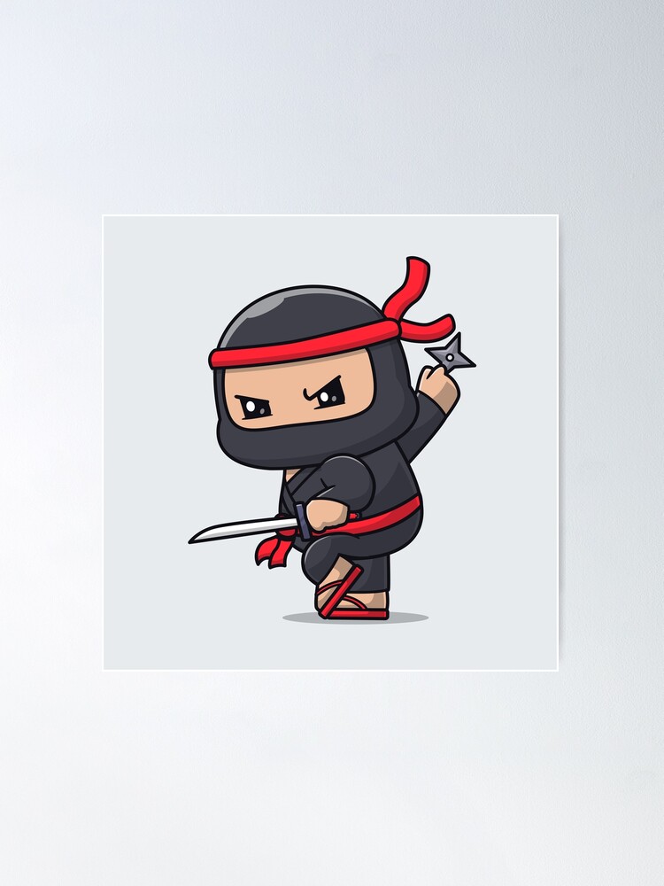 Free Vector  Cute ninja with sword cartoon. flat cartoon style