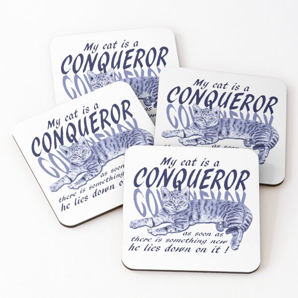 Item preview, Conquering cat - blue colorized version, text in english designed and sold by SylvieG18.