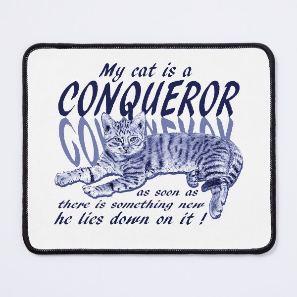 Item preview, Conquering cat - blue colorized version, text in english designed and sold by SylvieG18.