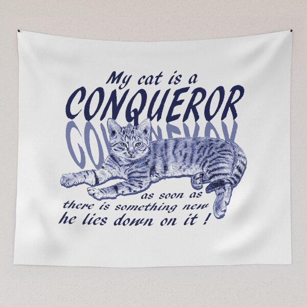 Item preview, Conquering cat - blue colorized version, text in english designed and sold by SylvieG18.