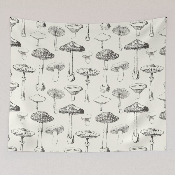 Item preview, Black Mushrooms Pattern designed and sold by OwnDesignOnline.