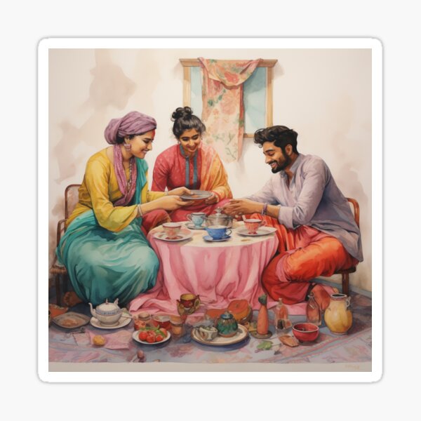 Item preview, Indian Tea Party | AI generated art designed and sold by QueerNEclectic.