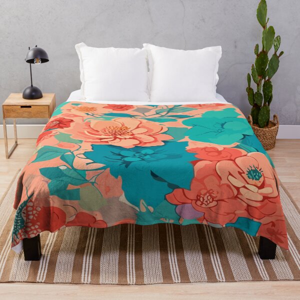 Item preview, light blue and orange flowers designed and sold by Lion-ZG21.