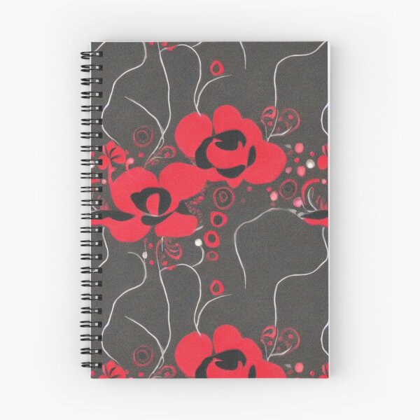Artikelvorschau, Rotes und graues Blumenmuster entworfen und verkauft von Poetic Patterns Studio.
