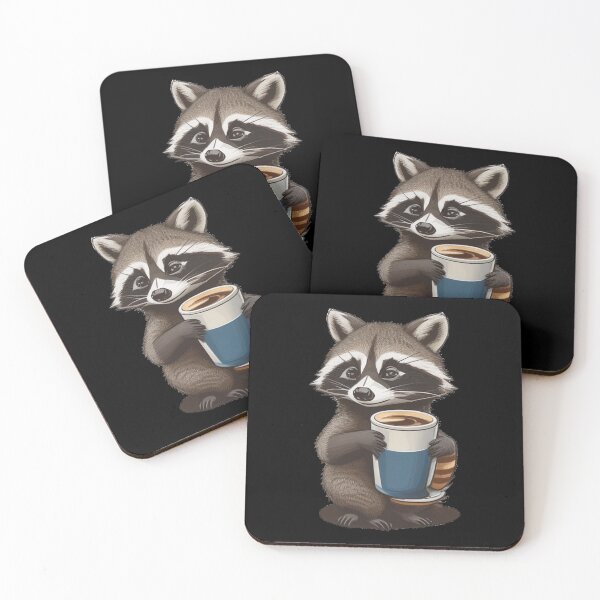 Item preview, Futiristic Raccoon Drinks Coffee designed and sold by FaugetArt.