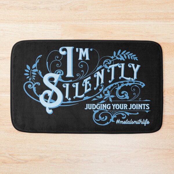 Item preview, Jewelry soldering metalsmith funny joke blue embellished calligraphy pink I'm silently judging your joints designed and sold by MetalicBabe.