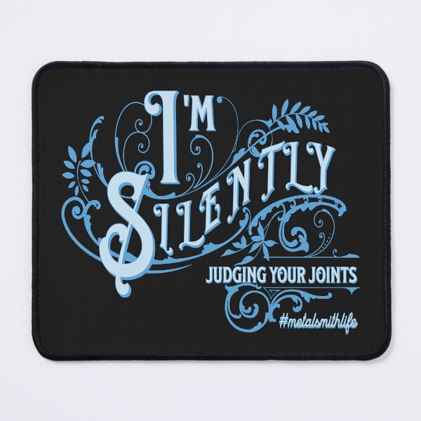 Item preview, Jewelry soldering metalsmith funny joke blue embellished calligraphy pink I'm silently judging your joints designed and sold by MetalicBabe.