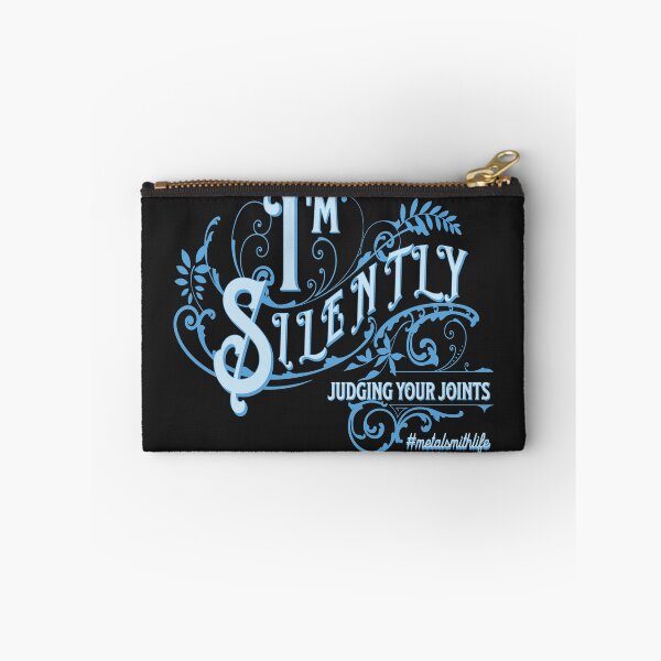 Item preview, Jewelry soldering metalsmith funny joke blue embellished calligraphy pink I'm silently judging your joints designed and sold by MetalicBabe.
