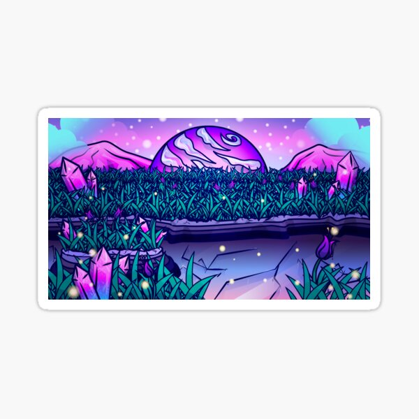 Neon Crystal Space Planet Sticker