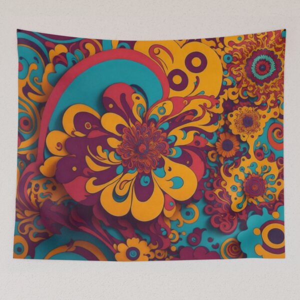 Item preview, Flower Power Colourful Flower Pattern designed and sold by druidwolfart.