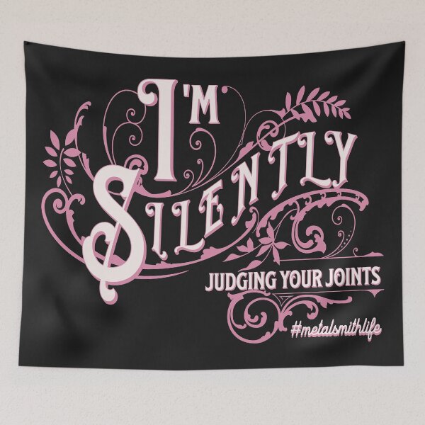 Item preview, Jewelry soldering metalsmith funny joke embellished calligraphy pink I'm silently judging your joints designed and sold by MetalicBabe.
