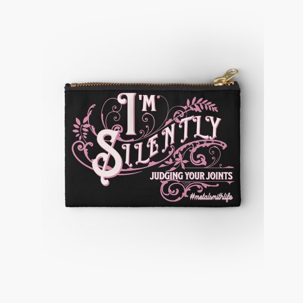 Item preview, Jewelry soldering metalsmith funny joke embellished calligraphy pink I'm silently judging your joints designed and sold by MetalicBabe.