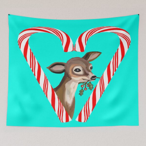 Item preview, Baby Deer Peeking from Candy Cane Heart designed and sold by Deborah Camp.