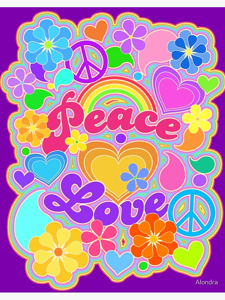 アート・デザイン・音楽 Pictures Of Peace Bright Pop Art Colorful Peace and Love Flower Power Art