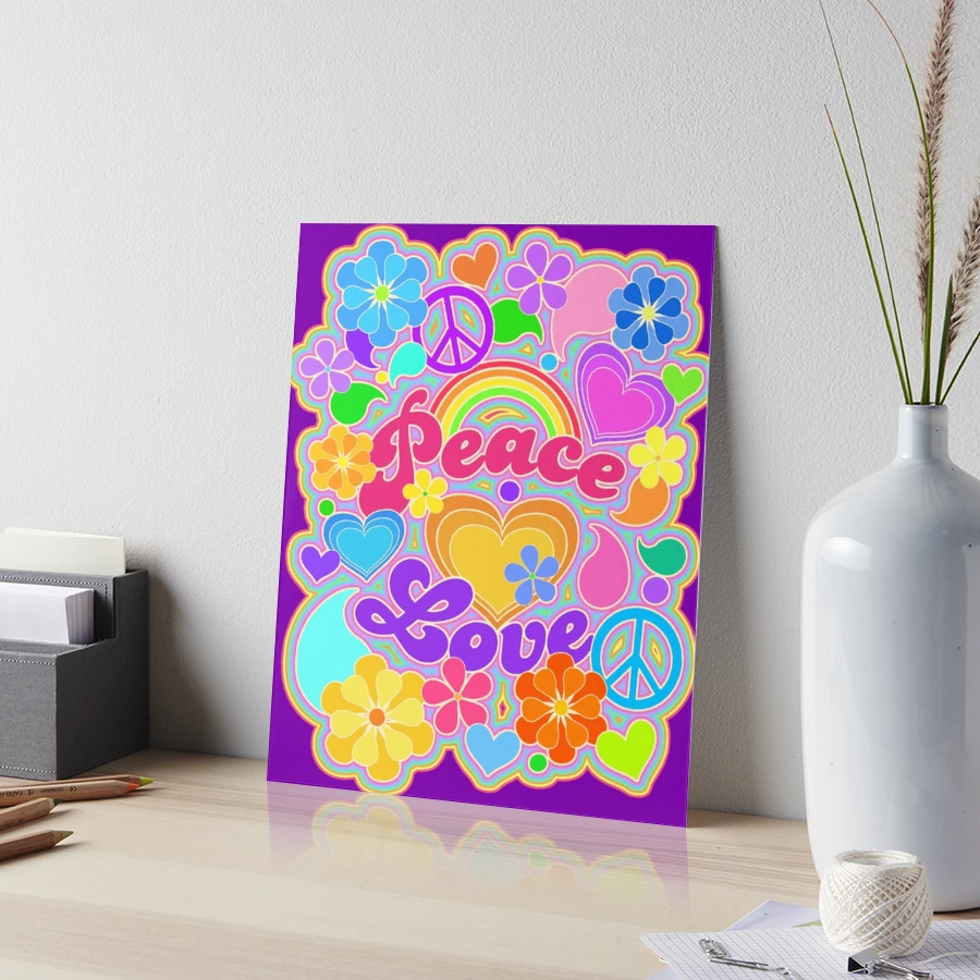 アート・デザイン・音楽 Pictures Of Peace Psychedelic Hippy Retro Peace Art