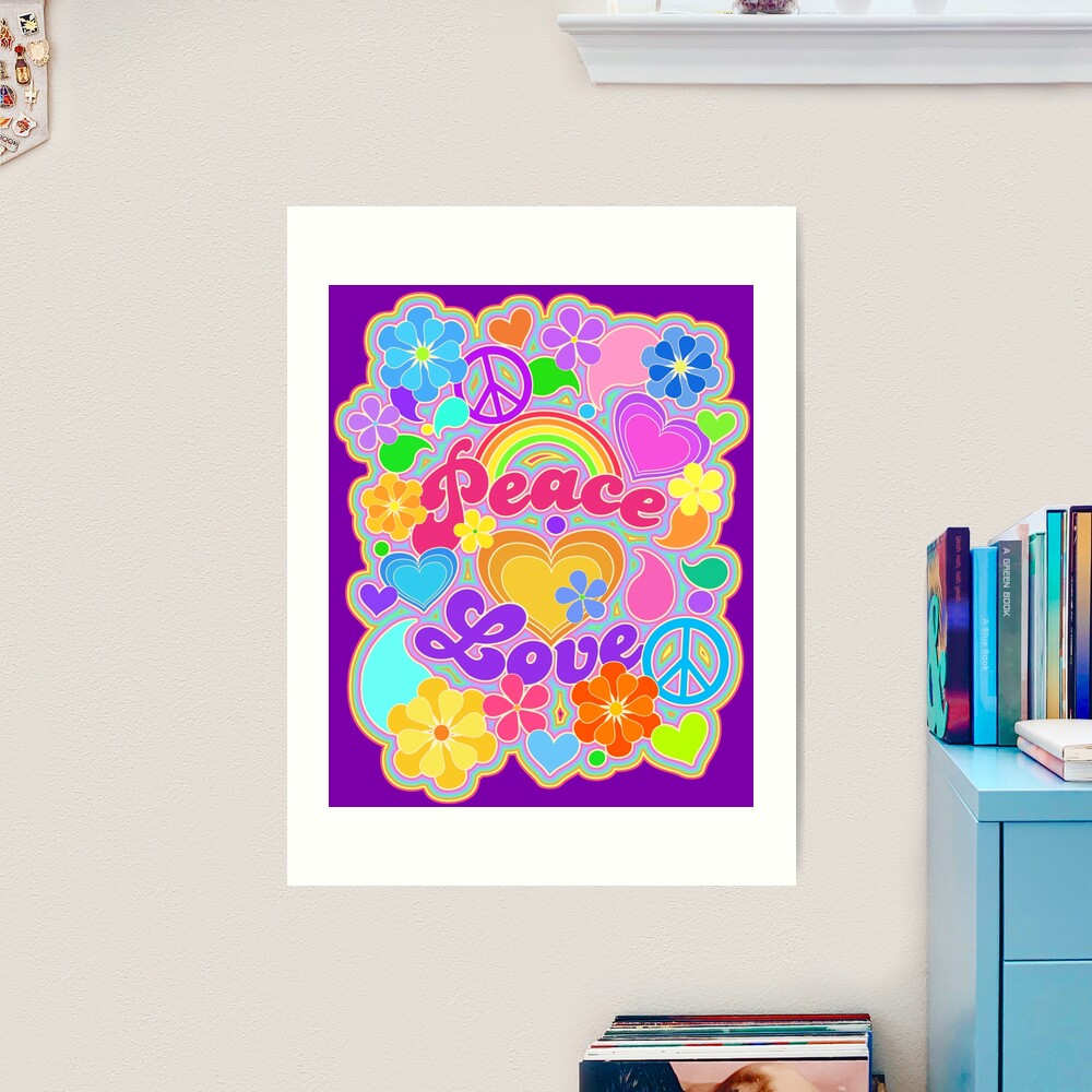 アート・デザイン・音楽 Pictures Of Peace Psychedelic Hippy Retro Peace Art
