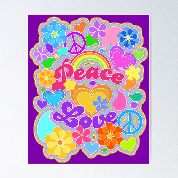 Peace and Love Hippie Art