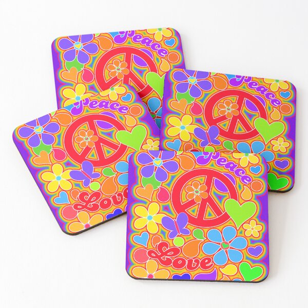 Item preview, Rainbow Pop Art Colorful Peace and Love Flower Power Art designed and sold by Alondra.