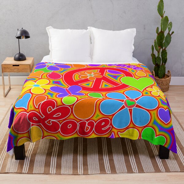 Item preview, Rainbow Pop Art Colorful Peace and Love Flower Power Art designed and sold by Alondra.