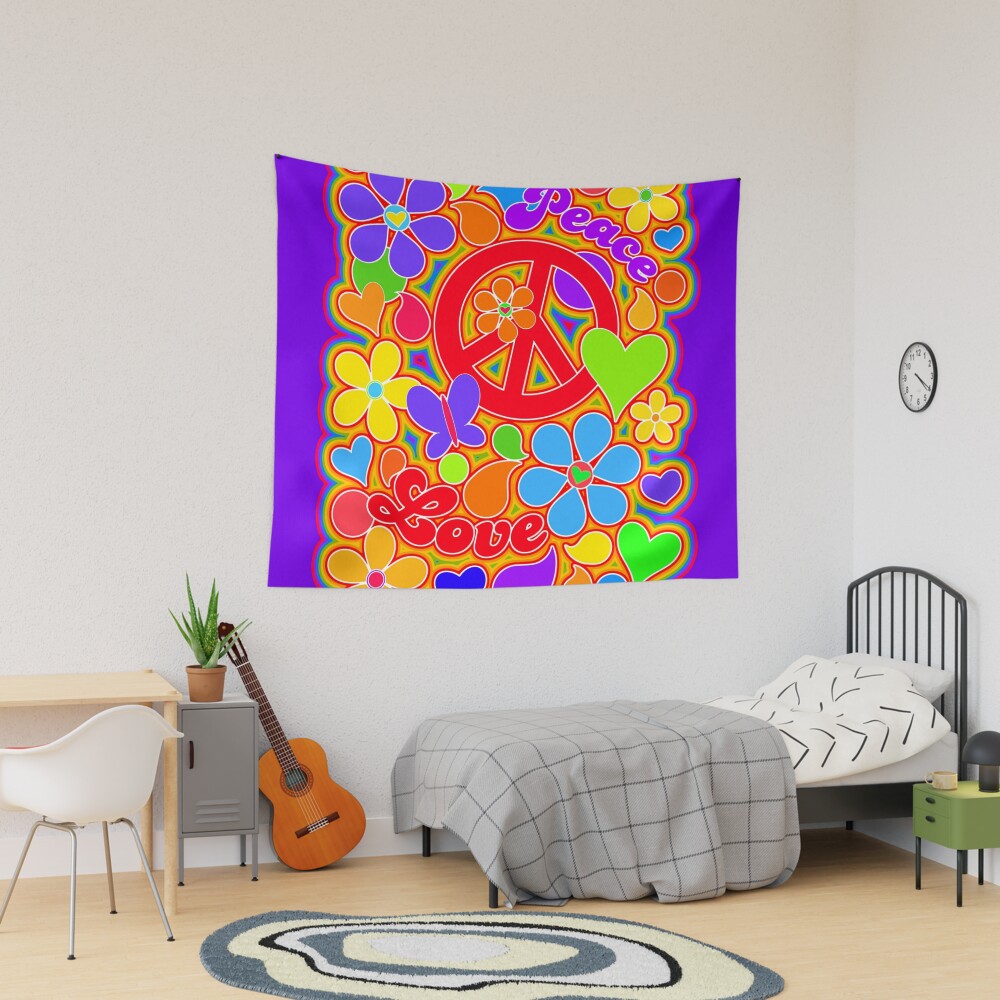 Rainbow Pop Art Colorful Peace and Love Flower Power Art