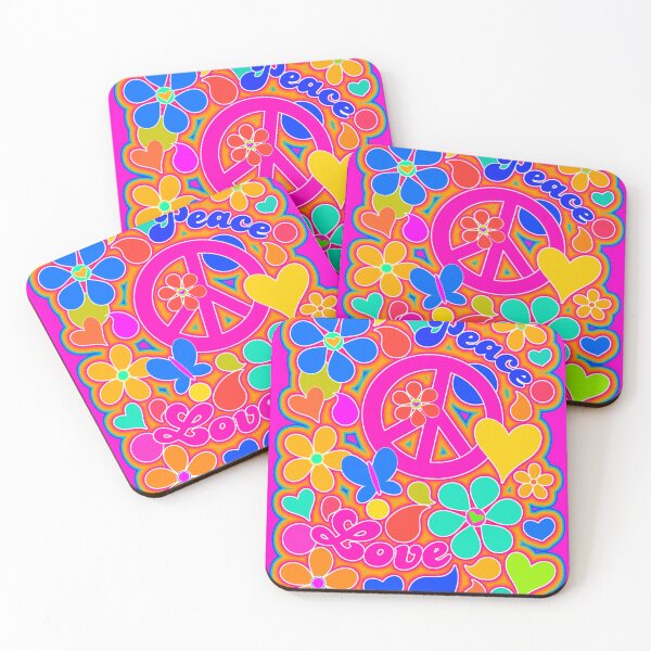 Item preview, Bright Pop Art Colorful Peace and Love Flower Power Art designed and sold by Alondra.