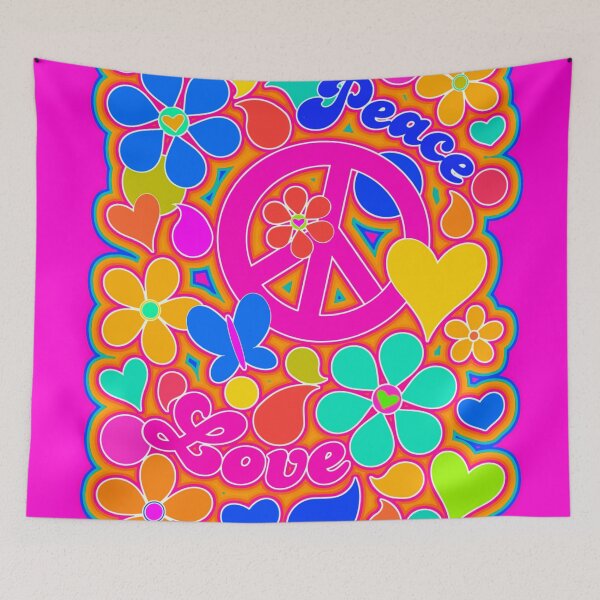Item preview, Bright Pop Art Colorful Peace and Love Flower Power Art designed and sold by Alondra.