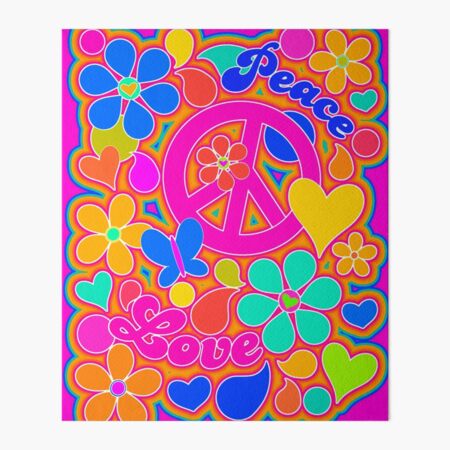 Bright Pop Art Colorful Peace and Love Flower Power Art