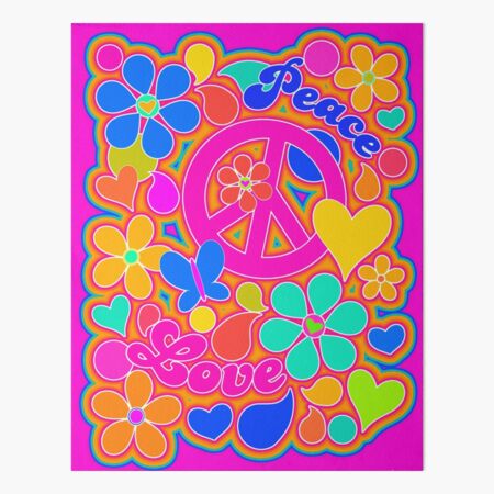 Bright Pop Art Colorful Peace and Love Flower Power Art
