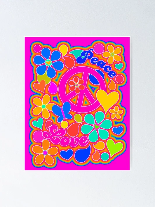 油彩画　8号　Love and peace Peace And Love, Painting by Kaël | ArtMajeur