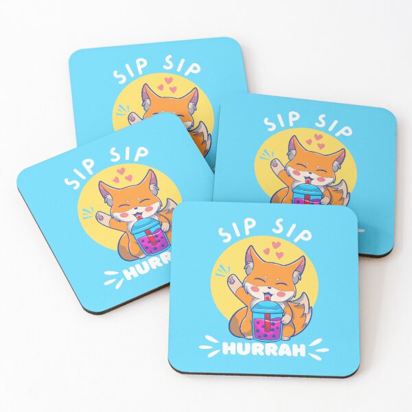 Item preview, Cute Kawaii Red Fox Sip Sip Hurrah Bubble Tea designed and sold by MatchaBubbleTee.