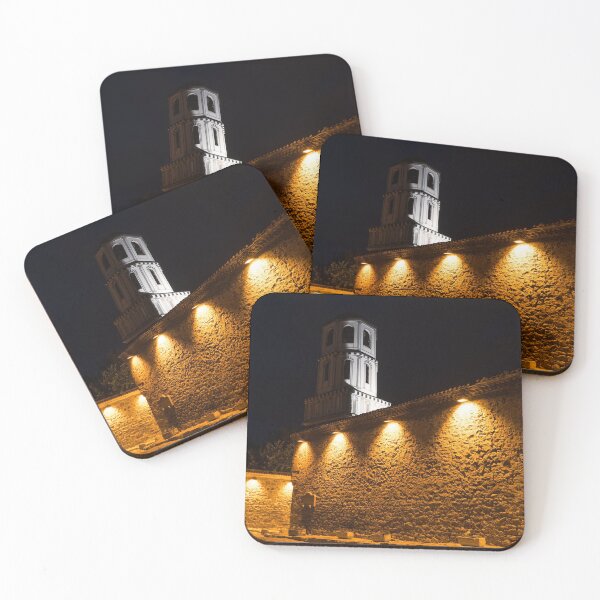 Item preview, Of Stone Walls and Bell Towers - Yellow Lit Night in Old Town Plovdiv, Bulgaria designed and sold by Georgia Mizuleva.