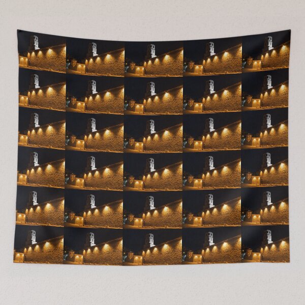 Item preview, Of Stone Walls and Bell Towers - Yellow Lit Night in Old Town Plovdiv, Bulgaria designed and sold by Georgia Mizuleva.