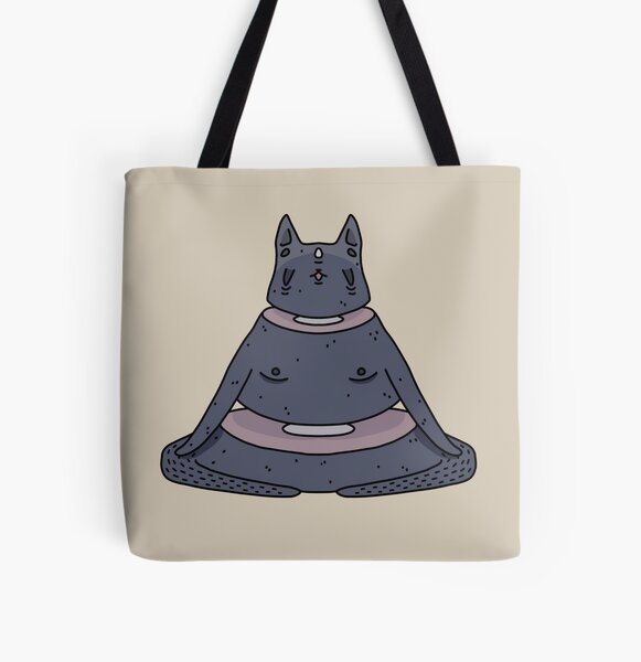 Meditating cat All Over Print Tote Bag