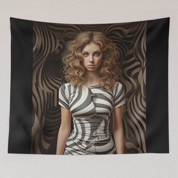 Item preview, Woman with Black and White Swirl Dress designed and sold by Shannon Hilson.