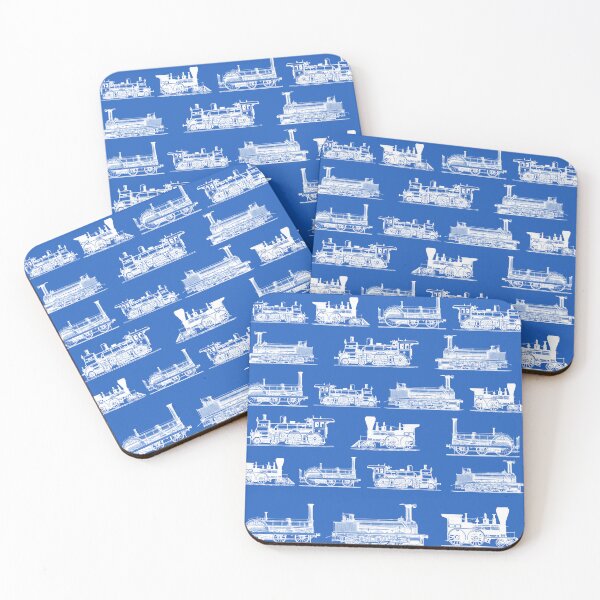 Item preview, Vintage retro steam old trains backpack white blue print designed and sold by Nishad4.