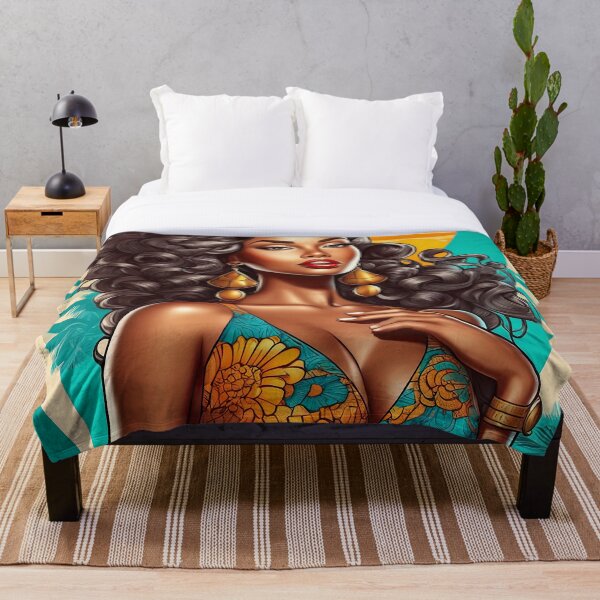 Item preview, A glamorous African pin-up wonder with long curly hair designed and sold by zotilus.