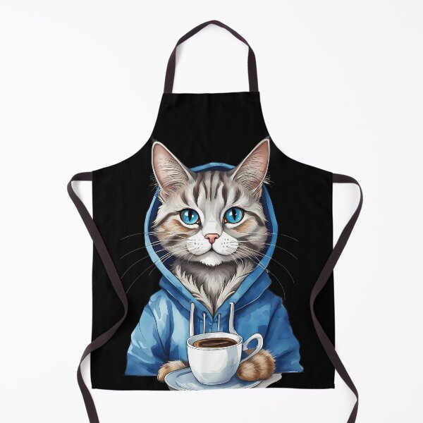 Item preview, Cozy Cat with Blue Hoodie Enjoying Coffee designed and sold by Mechanical-Artt.