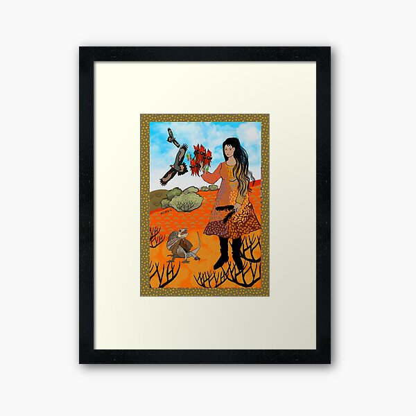 Woman in Landscape - Outback Framed Art Print