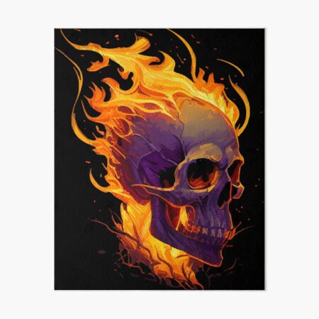 Flaming Skull Red Orange & Blue Cool Skeleton Skull Graphic