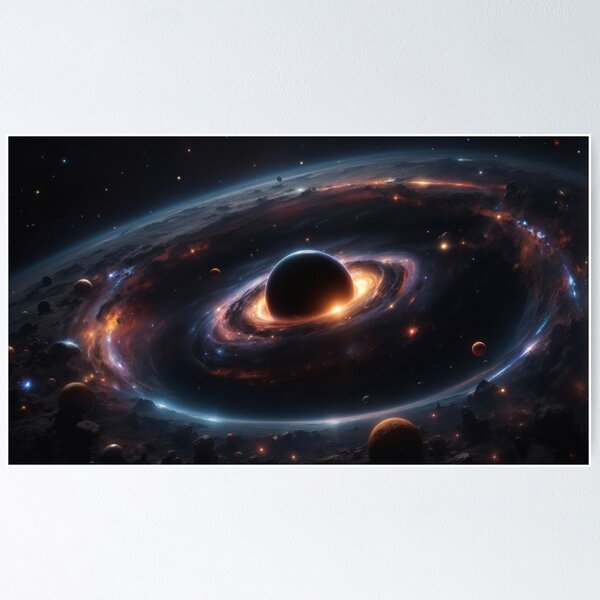 Item preview, Cosmic Black Hole and Vibrant Nebula - Space Art Illustration designed and sold by ashrafzain.