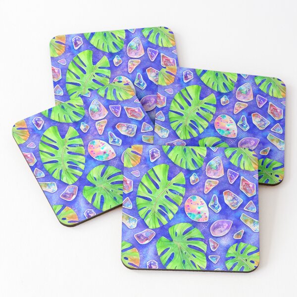 Item preview, Lush Tropical plants with Pretty Opals in watercolour designed and sold by WallabyJelly.
