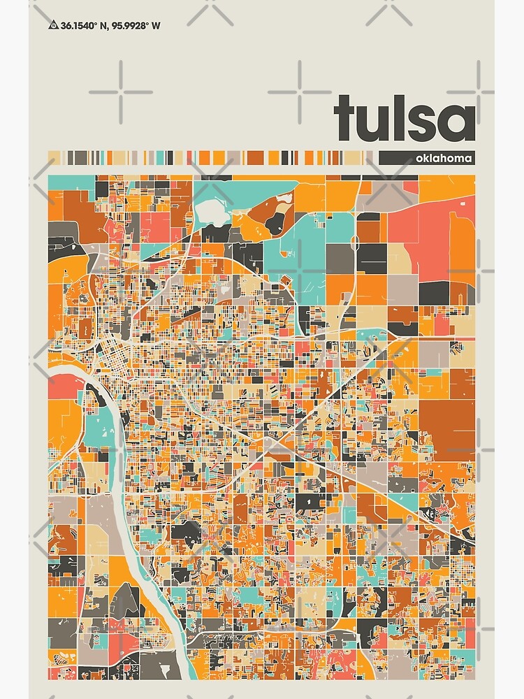 "Tulsa, Colorful Map, Home decor, Tulsa Minimalist Map, Tulsa Print