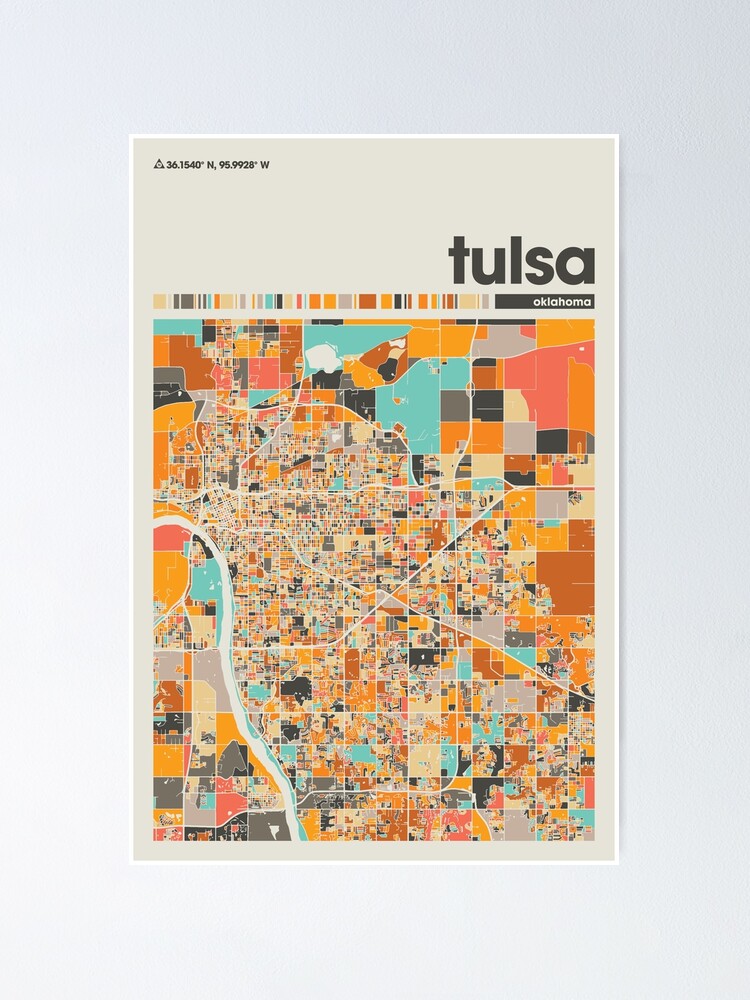 "Tulsa, Colorful Map, Home decor, Tulsa Minimalist Map, Tulsa Print