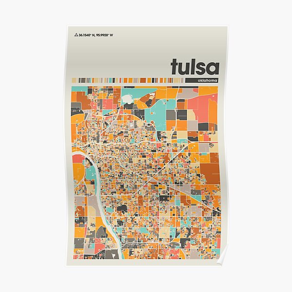 "Tulsa, Colorful Map, Home decor, Tulsa Minimalist Map, Tulsa Print