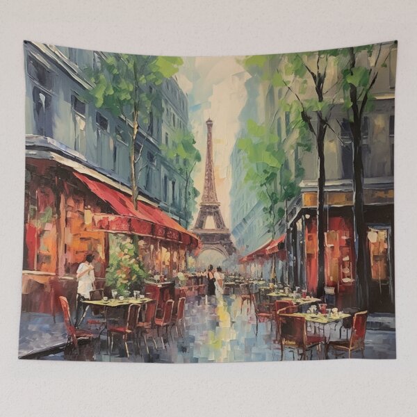 Item preview, Paris cafe street  with Eiffel Tower  designed and sold by melvinrouse.