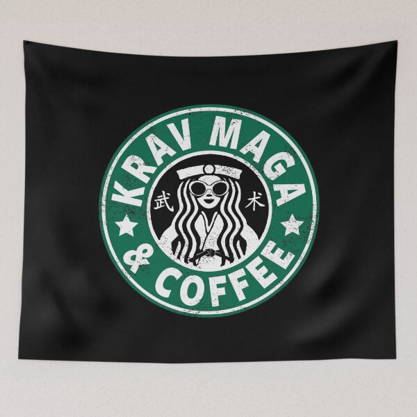 Item preview, KRAV MAGA AND COFFEE - FUNNY KRAV MAGA (DISTRESSED VERSION) designed and sold by ShirtWreck.