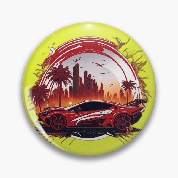 Item preview, Red Sports Car on the Sunset with City Background (Yellow) designed and sold by AmaziaCo.