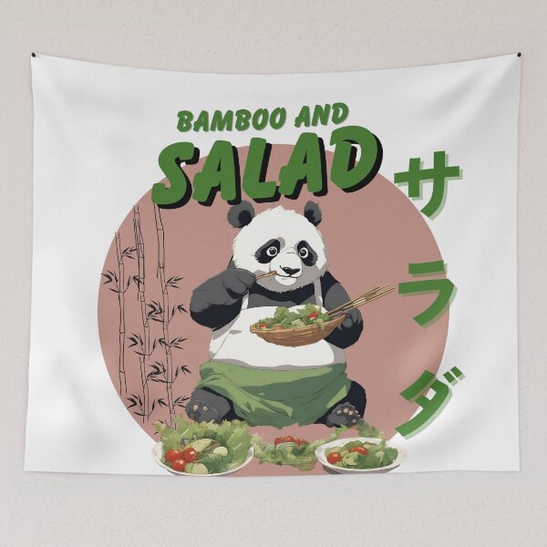 Aperçu de l'œuvre Bambou et salade un joli panda faisant une salade créée et vendue par Rhmony.