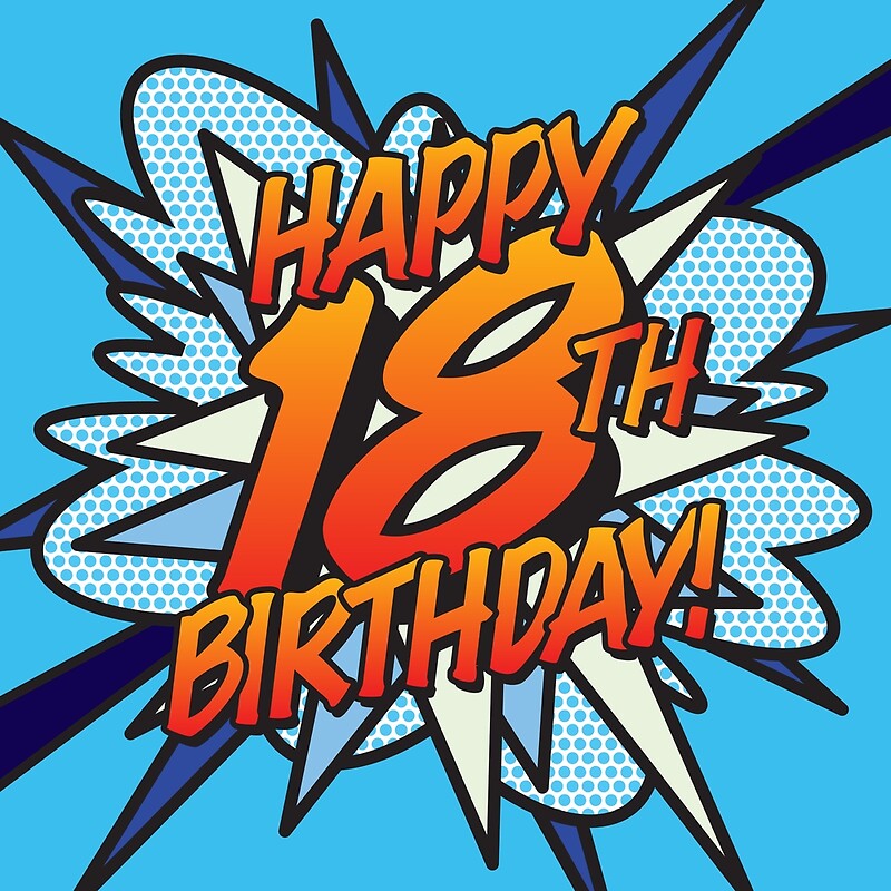 Comic Book Pop Art Happy 18th Birthday Blue Metal Prints By Thisis Notme Redbubble